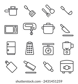 Kitchen icon set isolated on white