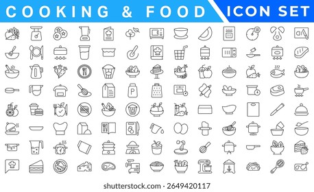 Kitchen icon set. Line style. Cooking icon.