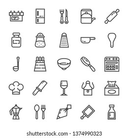 Kitchen icon set with outline style vector illustration