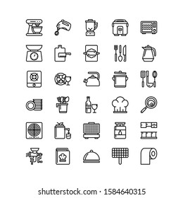kitchen icon set in outline style