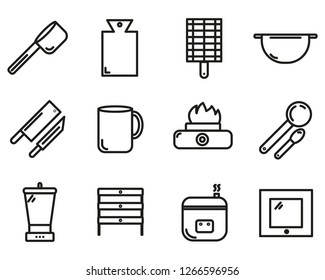 kitchen icon set with perfect outline style,modern shape and concept
