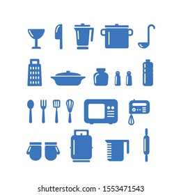 Kitchen icon set with silhouette style