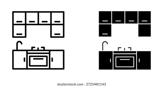 Küche Icon Set. Symbol einzeln auf weißem Hintergrund. Vektorgrafik. farblich bearbeitbar.