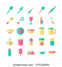 Kitchen icon set vector flat for website, mobile app, presentation, social media. Suitable for user interface and user experience.
