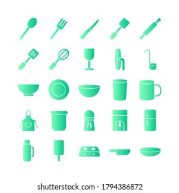 Kitchen icon set vector gradient for website, mobile app, presentation, social media. Suitable for user interface and user experience