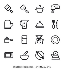 Conjunto de iconos de cocina Ilustración vectorial
