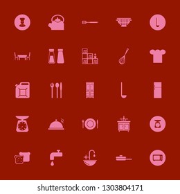 kitchen icon set with whisk, bookcase flower pot and pan vector illustration