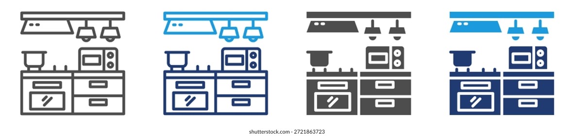 ícone da cozinha folha de vários estilos