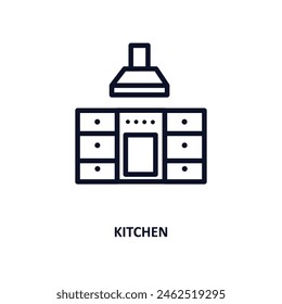 kitchen icon. Thin line kitchen icon from kitchen collection. Outline vector isolated on white background. Editable kitchen symbol can be used web and mobile