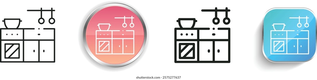 kitchen icon. Thin Linear, Regular and Button Style Design Isolated On White Background