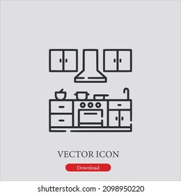 kitchen  icon vector icon.Editable stroke.linear style sign for use web design and mobile apps,logo.Symbol illustration.Pixel vector graphics - Vector