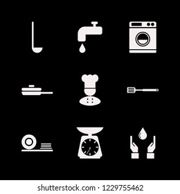 kitchen icon. kitchen vector icons set spatula, plates shelf, pan and kitchen scale