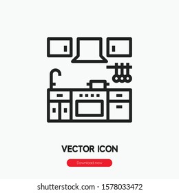 Kitchen icon vector. Kitchen symbol. Linear style sign for mobile concept and web design. Kitchen symbol illustration. Pixel vector graphics - Vector.