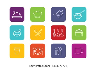 Kitchen icon white colory  set