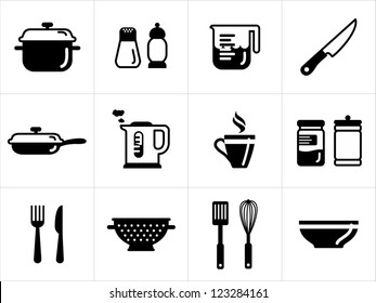 Kitchen icons in black and white