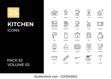 Kitchen icons collection. Set contains such Icons as fri pan, kitchen spoon, kitchen dish, and more