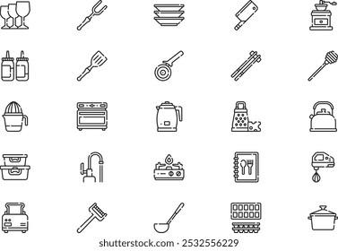 Kitchen icons collection is a vector illustration with editable stroke.