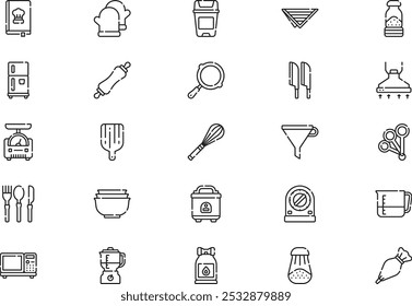 Kitchen icons collection is a vector illustration with editable stroke.