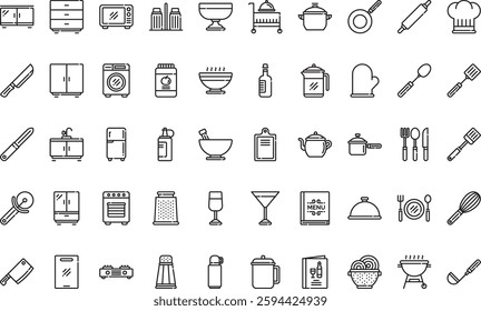 Kitchen icons High-Quality Vector Icons Collection with Editable Stroke. Ideal for Professional and Creative Projects.