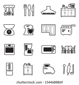 Kitchen Icons. Line With Fill Design. Vector Illustration.