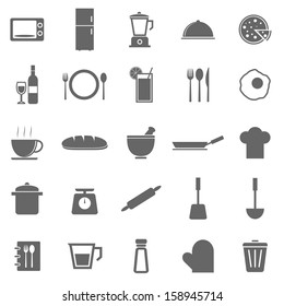 Kitchen icons on white background, stock vector