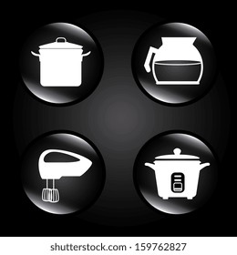 kitchen icons over black background vector illustration