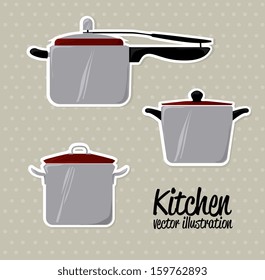 kitchen icons over dotted background vector illustration