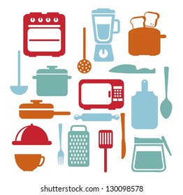 kitchen icons over white background. vector illustration