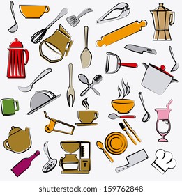 kitchen icons over white background vector illustration