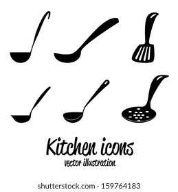 kitchen icons over white background vector illustration