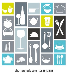 Iconos de cocina sobre fondo blanco Ilustración vectorial