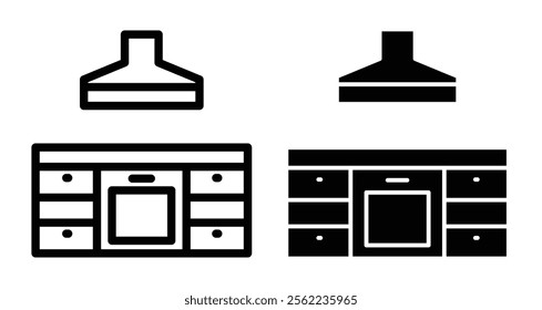 Kitchen Icons pack in outlined and flat versions