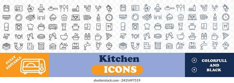 Kitchen icons Pixel perfect. Home, tool, cook, ....