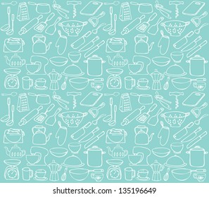 Kitchen icons seamless background