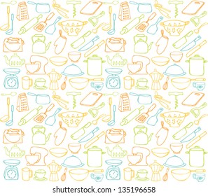 Kitchen icons seamless background