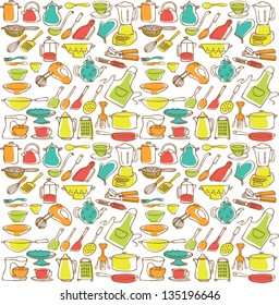 Kitchen icons seamless pattern