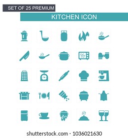 Kitchen icons set blue