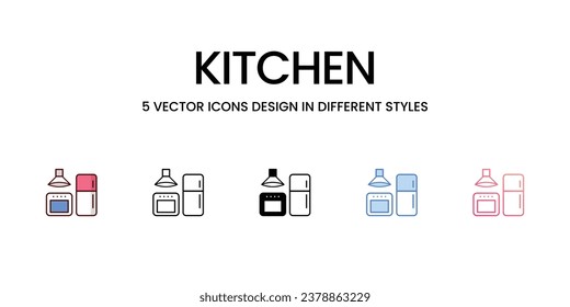 Juego de iconos de cocina, línea de color, contorno, glifo, línea de degradado, tono de dúo, icono aislar ilustración vectorial de fondo blanco