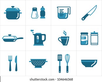 Kitchen icons set, easy to edit, re-size and colorize