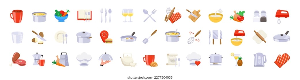 Kitchen icons set. Flat icons.