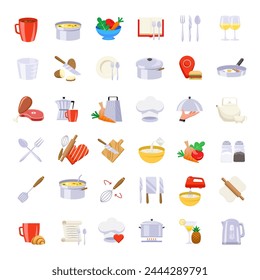 Kitchen icons. Kitchen icons set. Flat icons.