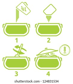 Kitchen icons set how to prepare