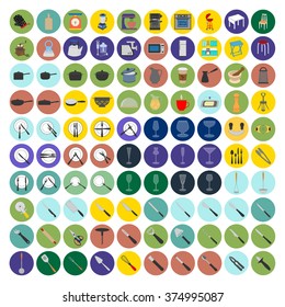 Kitchen Icons Set. Kitchenware. Cutlery. Vector illustration