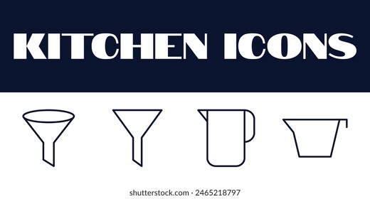 Kitchen icons set. kitchen line icons set vector. kitchen items tools vector icons. 