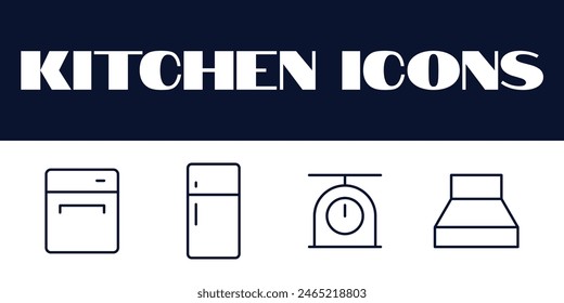 Kitchen icons set. kitchen line icons set vector. kitchen items tools vector icons. 