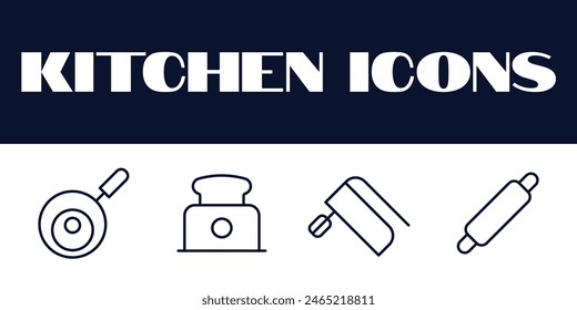 Kitchen icons set. kitchen line icons set vector. kitchen items tools vector icons. 