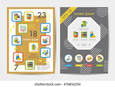 Kitchen icons set with long shadow,eps10