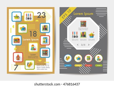 Kitchen icons set with long shadow,eps10