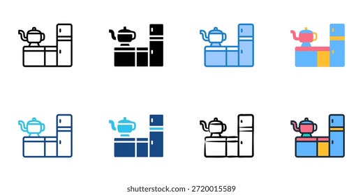Kitchen icons set multiple style collection. Editable stroke 
