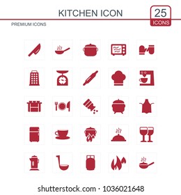 Kitchen icons set red